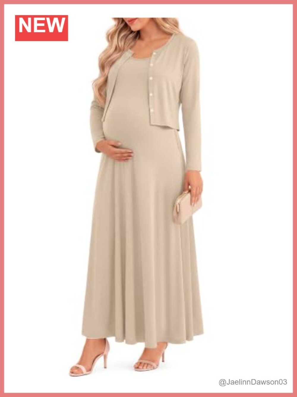 Maternity 2 Piece Dress Cardigan Set Button Down Baby Shower